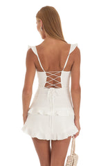 Ruffle Corset Dress in White