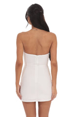 Front Bow Strapless Dress in White