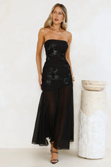 Timeless Affair Strapless mesh Maxi Dress Black