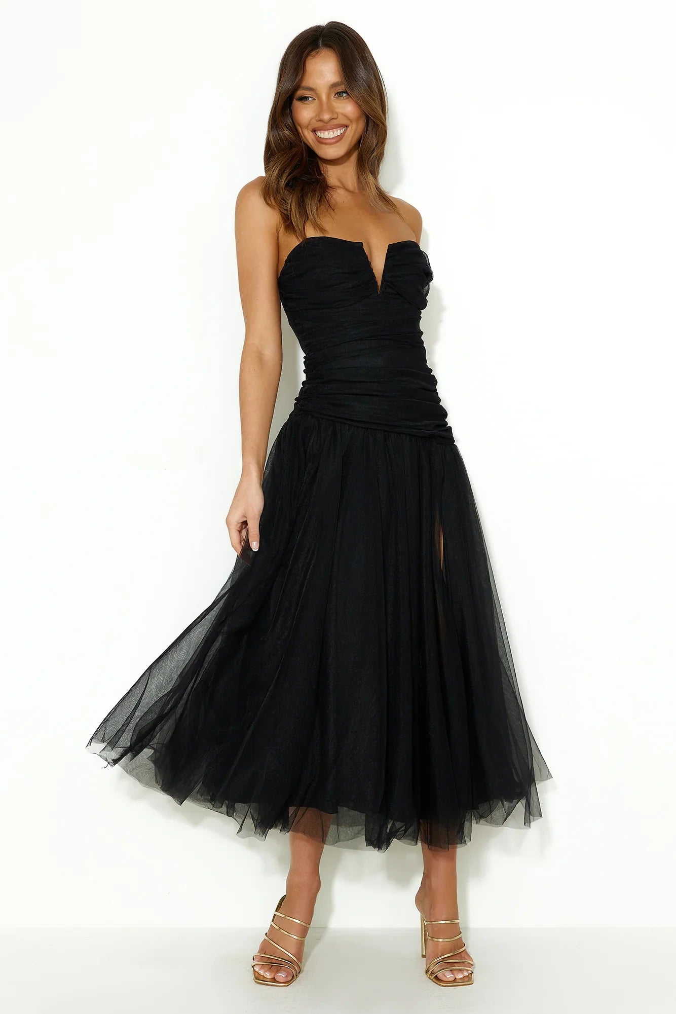 Under Stars Tulle Maxi Dress Black